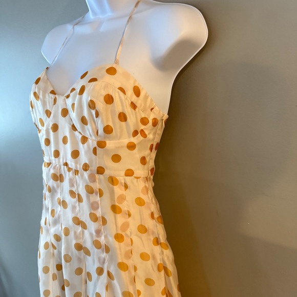 Anthropologie En Saison Ava Midi Dress Polka Dot Bustier Cream Yellow M Feminine - Picture 6 of 16